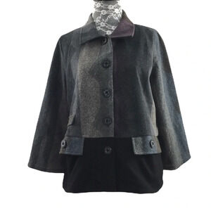 Terra Sj Apparel 3/4 Sleeve Button Front Cropped Jacket Womens Small Multicolor‎